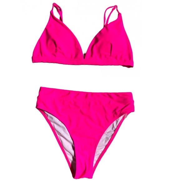 SUUKSESS HOT PINK HIGH WAISTED CHEEKY TRIANGLE BIKINI SIZE SMALL - Picture 5 of 11